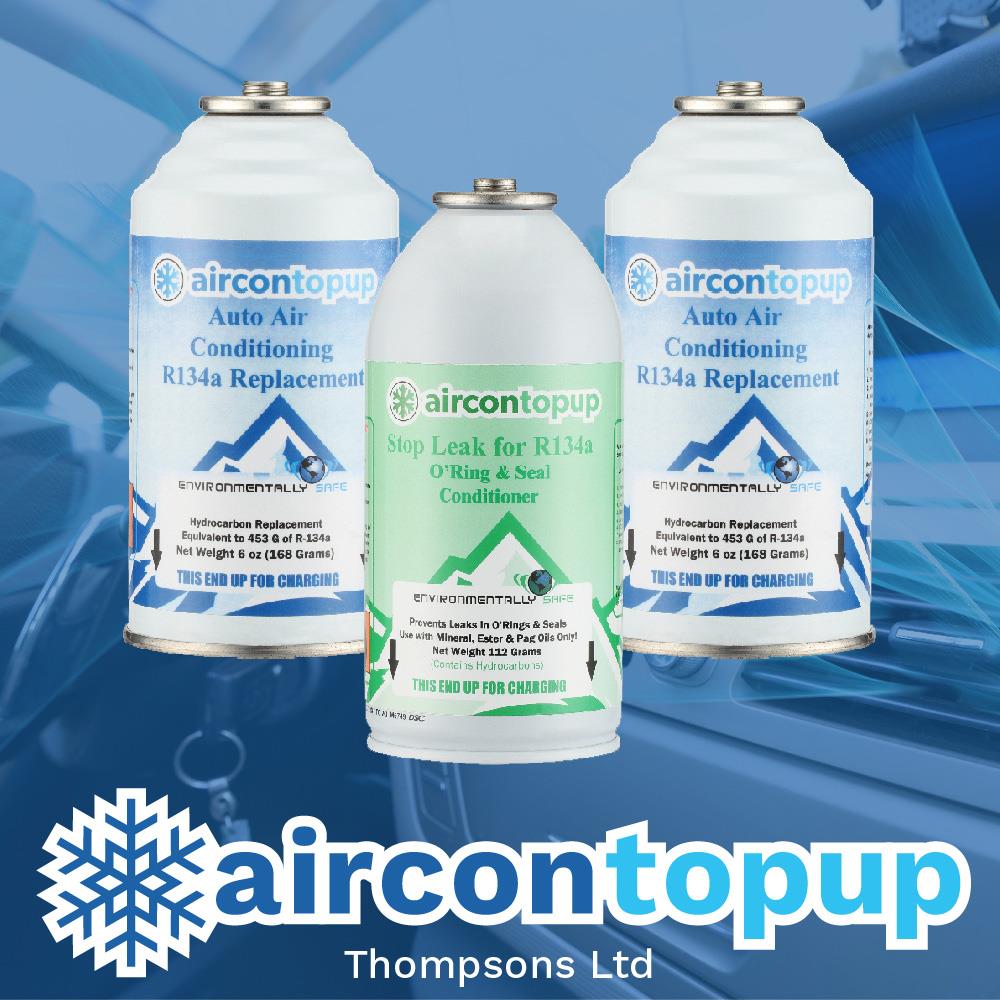 Car Aircon Regas R134a Compatible Refrigerant x2 + Leak Sealer
