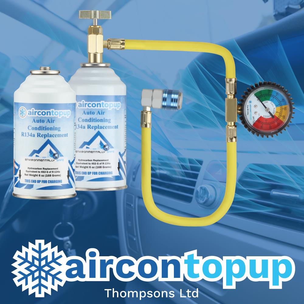 Car Aircon Regas R134a Compatible Refrigerant x2 + Professional Type Hose & Gauge Kit