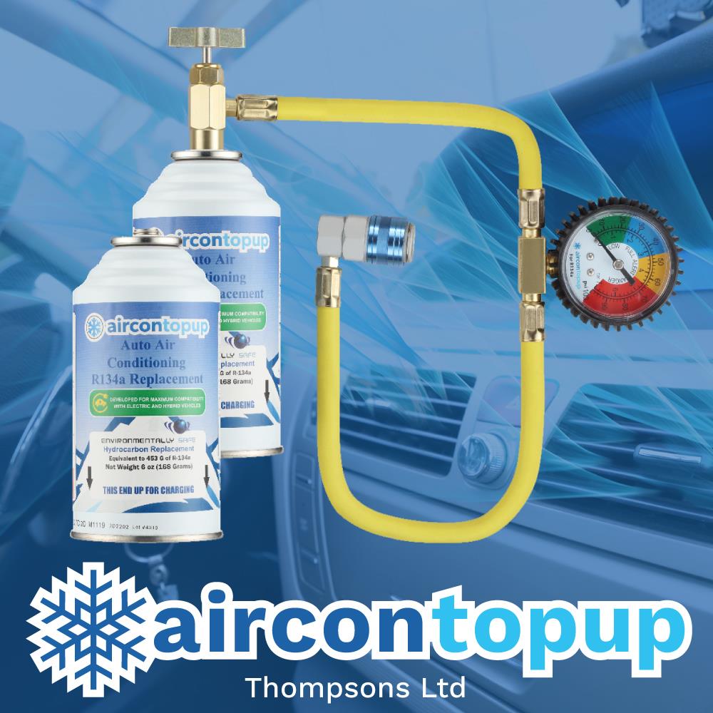 Car Aircon Regas For Hybrid/Electric Vehicles R134a Compatible Refrigerant x2 + Professional Type Hose & Gauge Kit