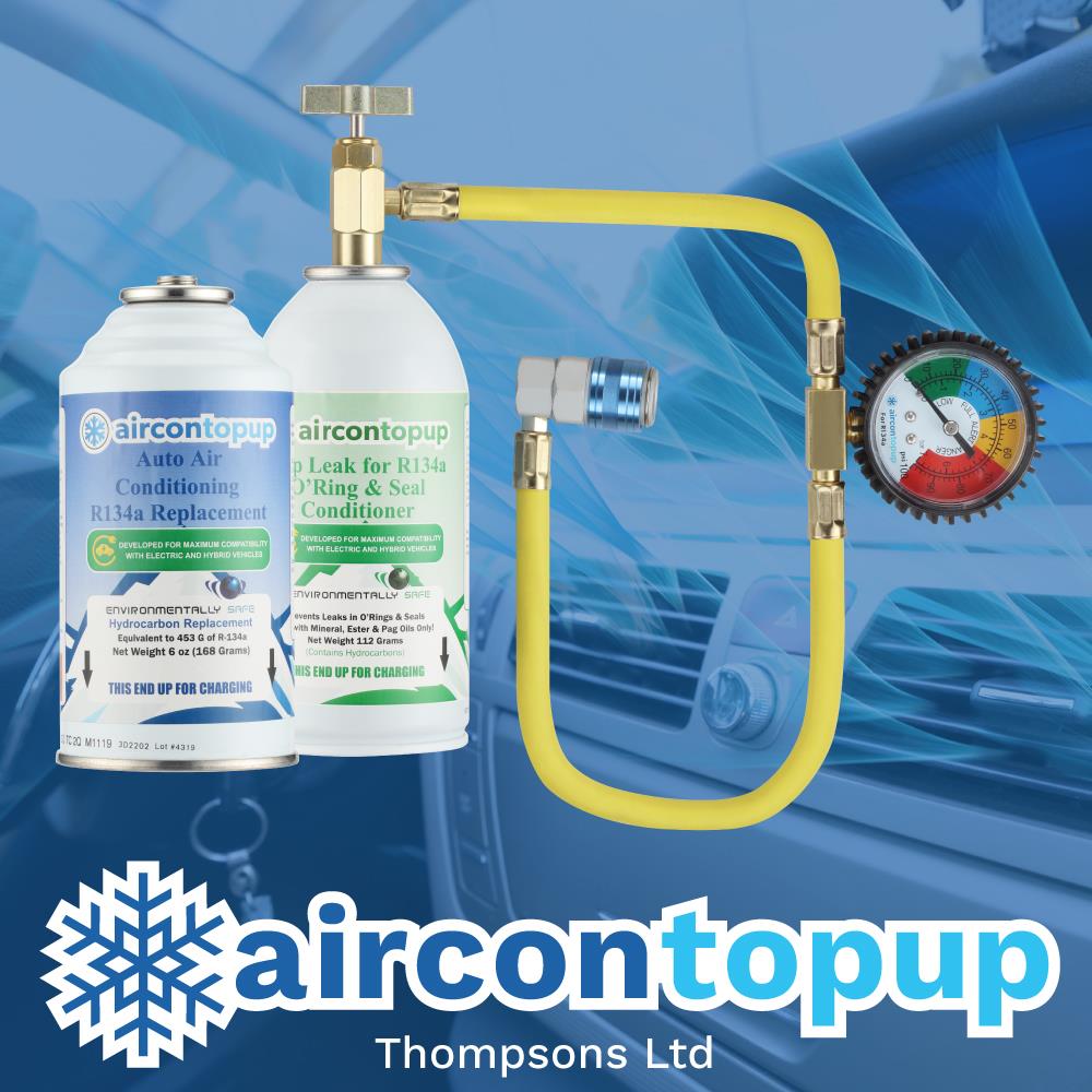 Car Aircon Regas For Hybrid/Electric Vehicles R134a Compatible Refrigerant + Leak Sealer + Professional Type Hose & Gauge Kit