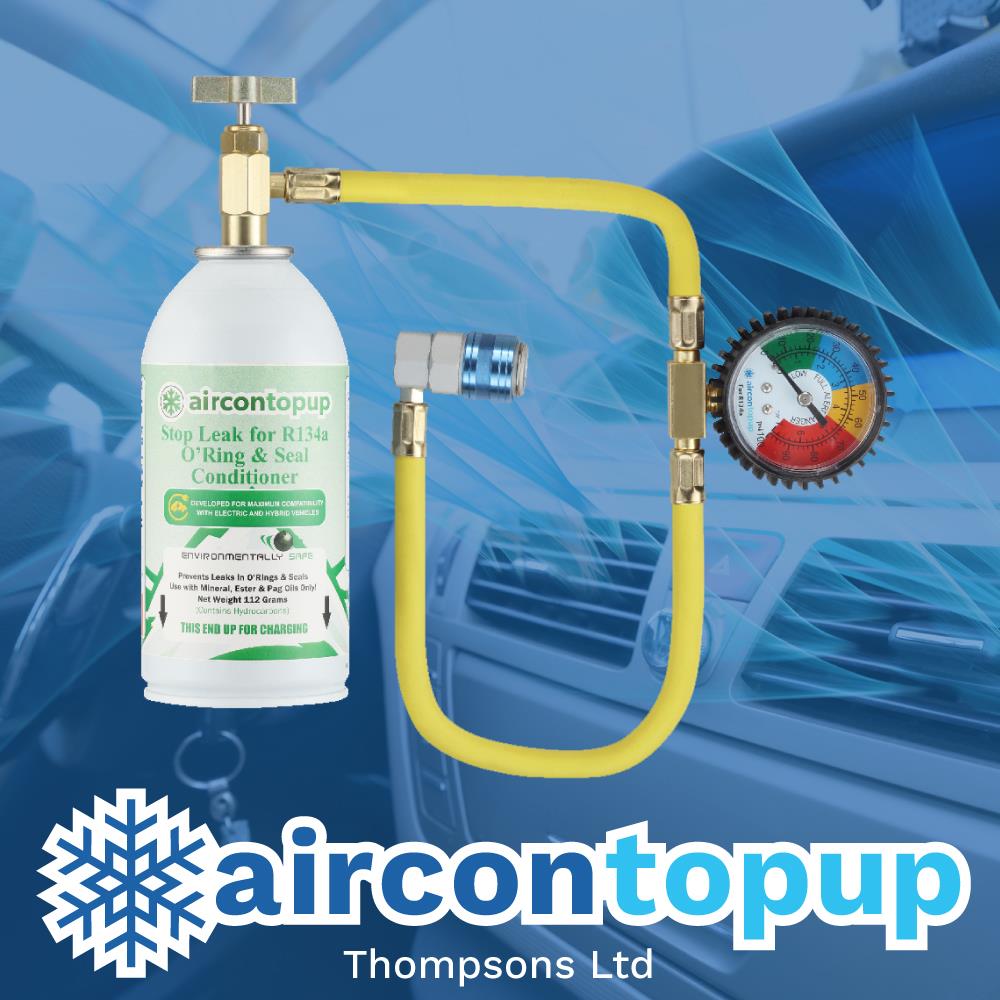 Car Aircon Regas For Hybrid/Electric Vehicles R134a Compatible Leak Sealer + Professional Type Hose & Gauge Kit