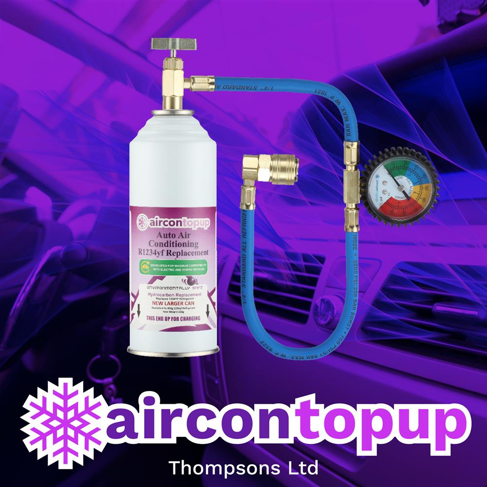 Car Aircon Regas For Hybrid/Electric Vehicles R1234yf Compatible Refrigerant + Professional Type Hose & Gauge Kit