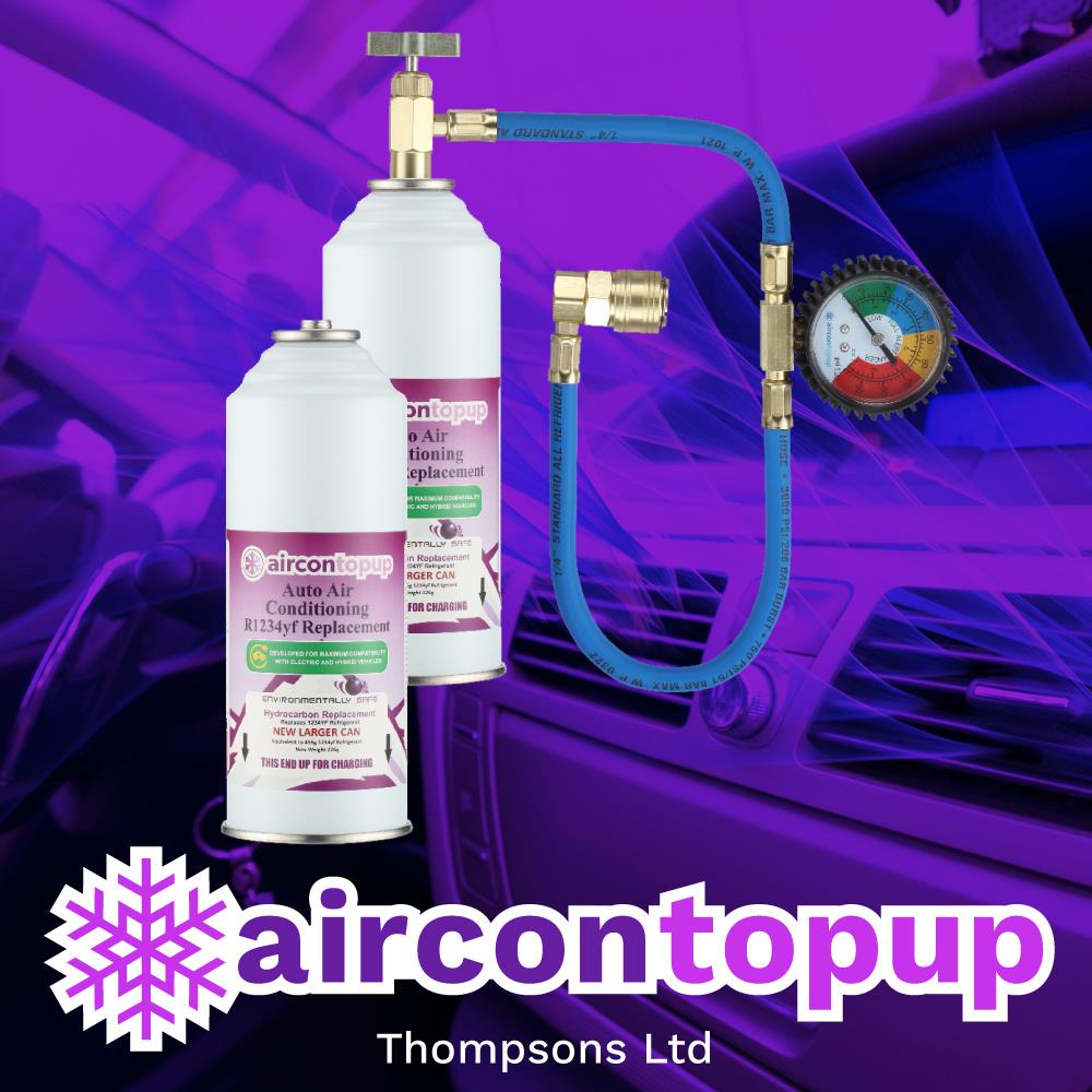 Car Aircon Regas For Hybrid/Electric Vehicles R1234yf Compatible Refrigerant x2 + Professional Type Hose & Gauge Kit