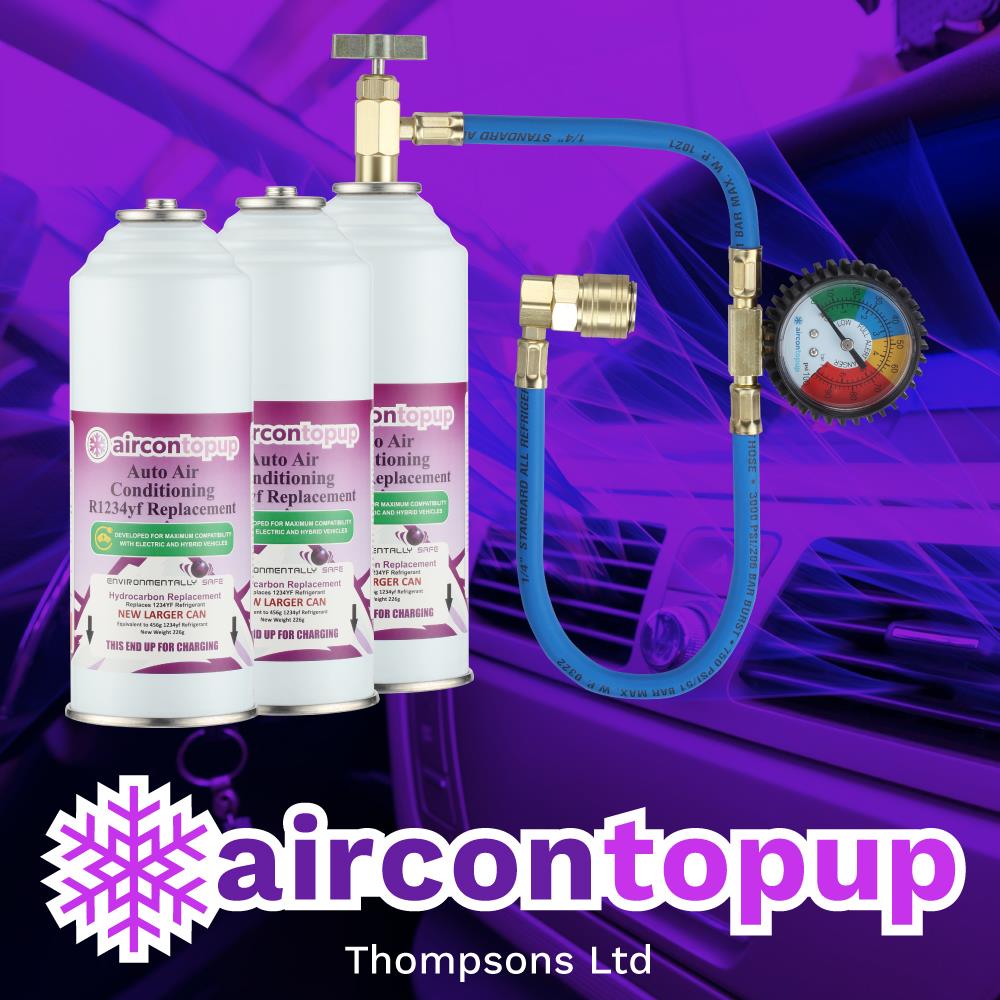 Car Aircon Regas For Hybrid/Electric Vehicles R1234yf Compatible Refrigerant x3 + Professional Type Hose & Gauge Kit