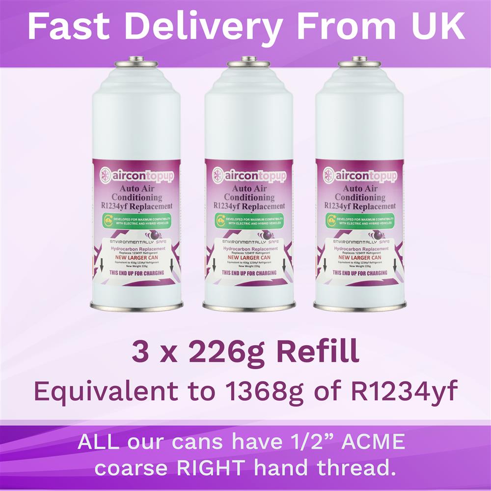 Car Aircon Regas For Hybrid/Electric Vehicles R1234yf Compatible Refrigerant x3