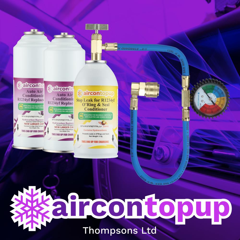 Car Aircon Regas For Hybrid/Electric Vehicles R1234yf Compatible Refrigerant x2 + Leak Sealer + Professional Type Hose & Gauge Kit