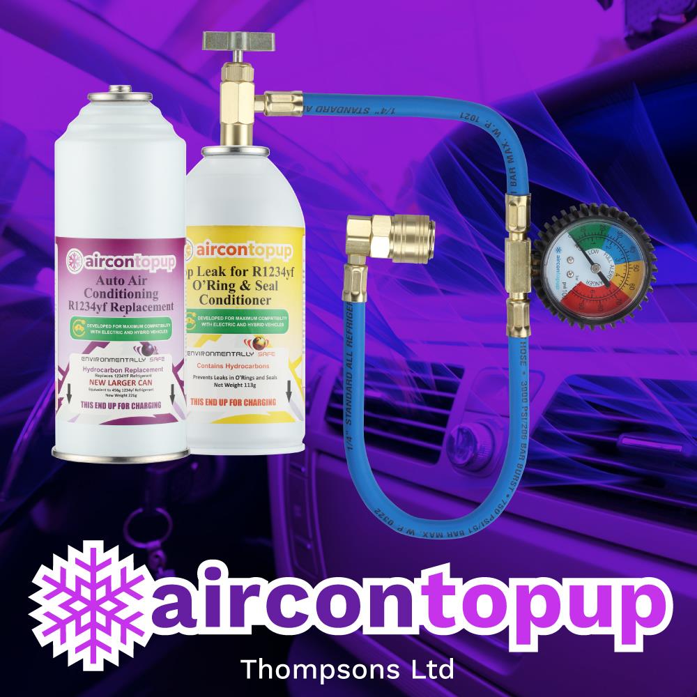 Car Aircon Regas For Hybrid/Electric Vehicles R1234yf Compatible Refrigerant + Leak Sealer + Professional Type Hose & Gauge Kit