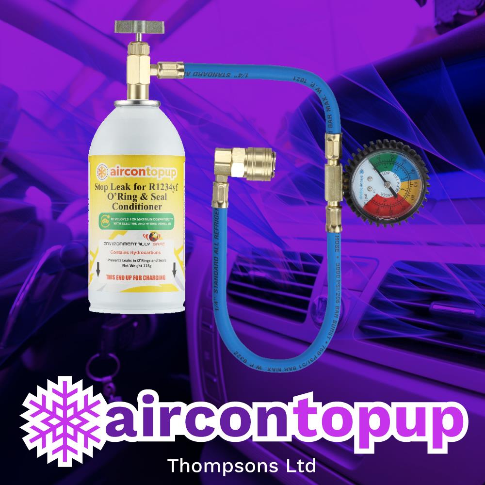 Car Aircon Regas For Hybrid/Electric Vehicles R1234yf Compatible Leak Sealer + Professional Type Hose & Gauge Kit