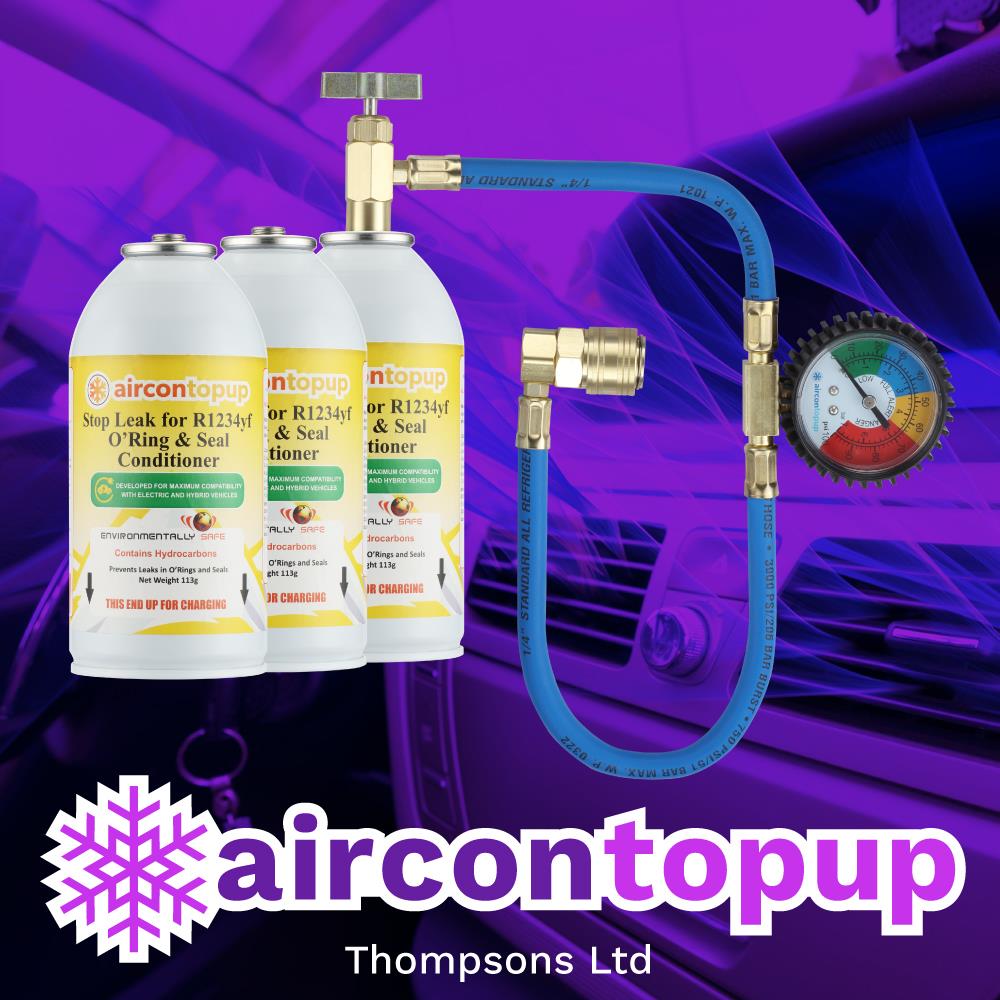 Car Aircon Regas For Hybrid/Electric Vehicles R1234yf Compatible Leak Sealer x3 + Professional Type Hose & Gauge Kit