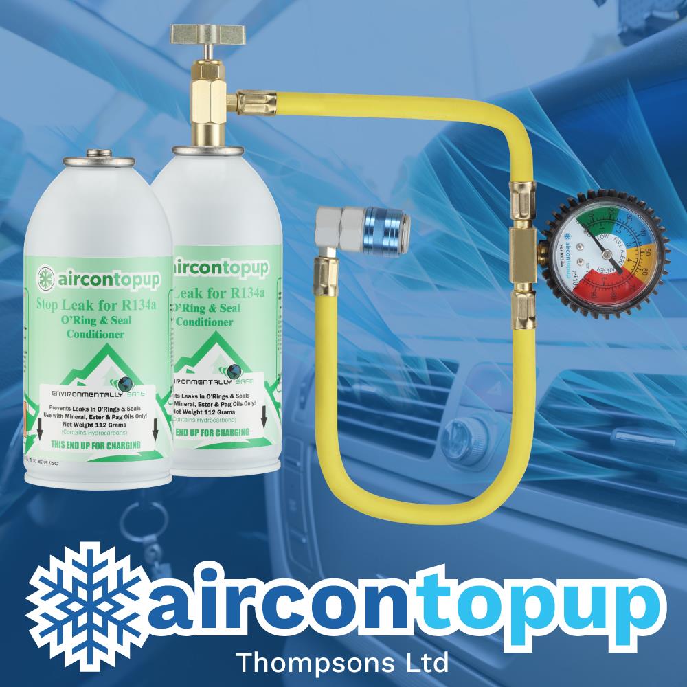 Car Aircon Regas R134a Compatible Leak Sealer x2 + Professional Type Hose & Gauge Kit