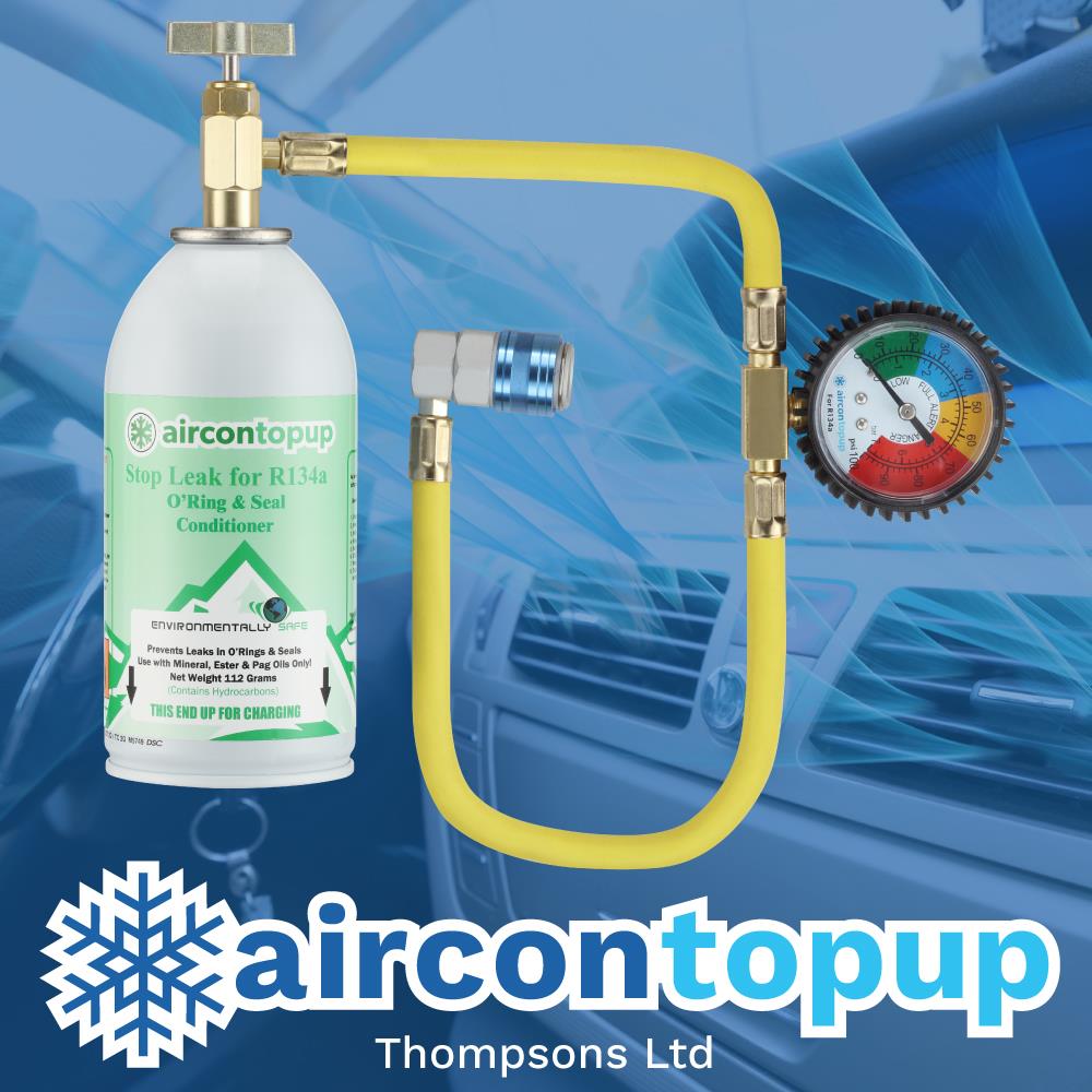 Car Aircon Regas R134a Compatible Leak Sealer + Professional Type Hose & Gauge Kit