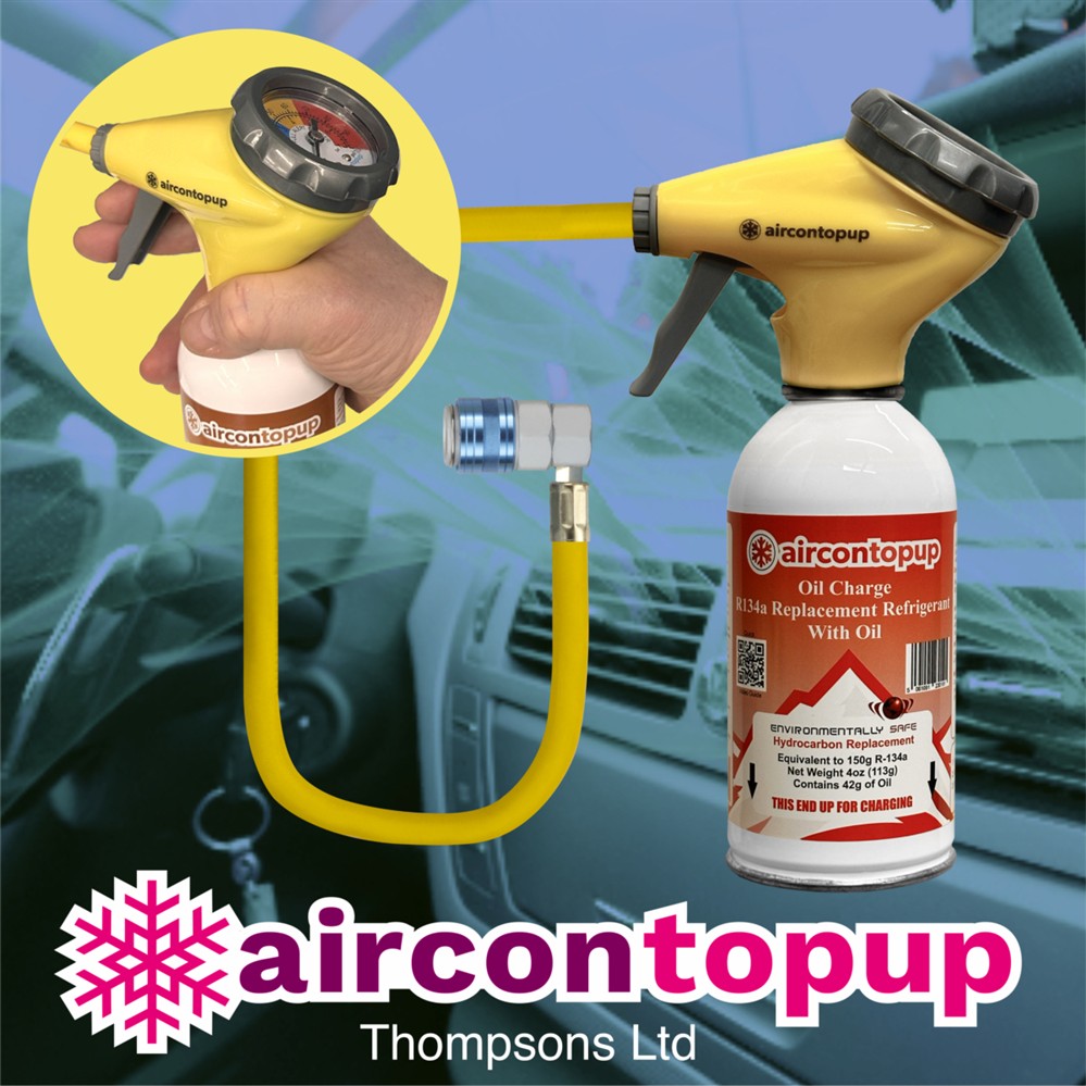 Car Aircon Regas R134a Compatible Refrigerant With Compressor Oil + Trigger Hose
