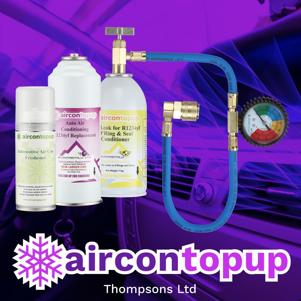Car Aircon Regas R1234yf Compatible Refrigerant + Leak Sealer + Sanitiser + Professional Type Hose & Gauge Kit