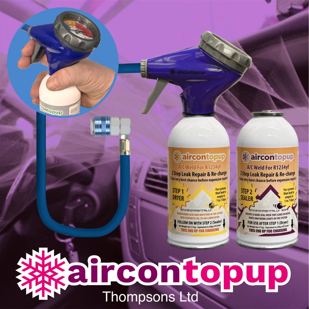 AC Weld Kit - DIY Car Aircon Leak Repair Kit & R1234yf Compatible Regas & Trigger Hose