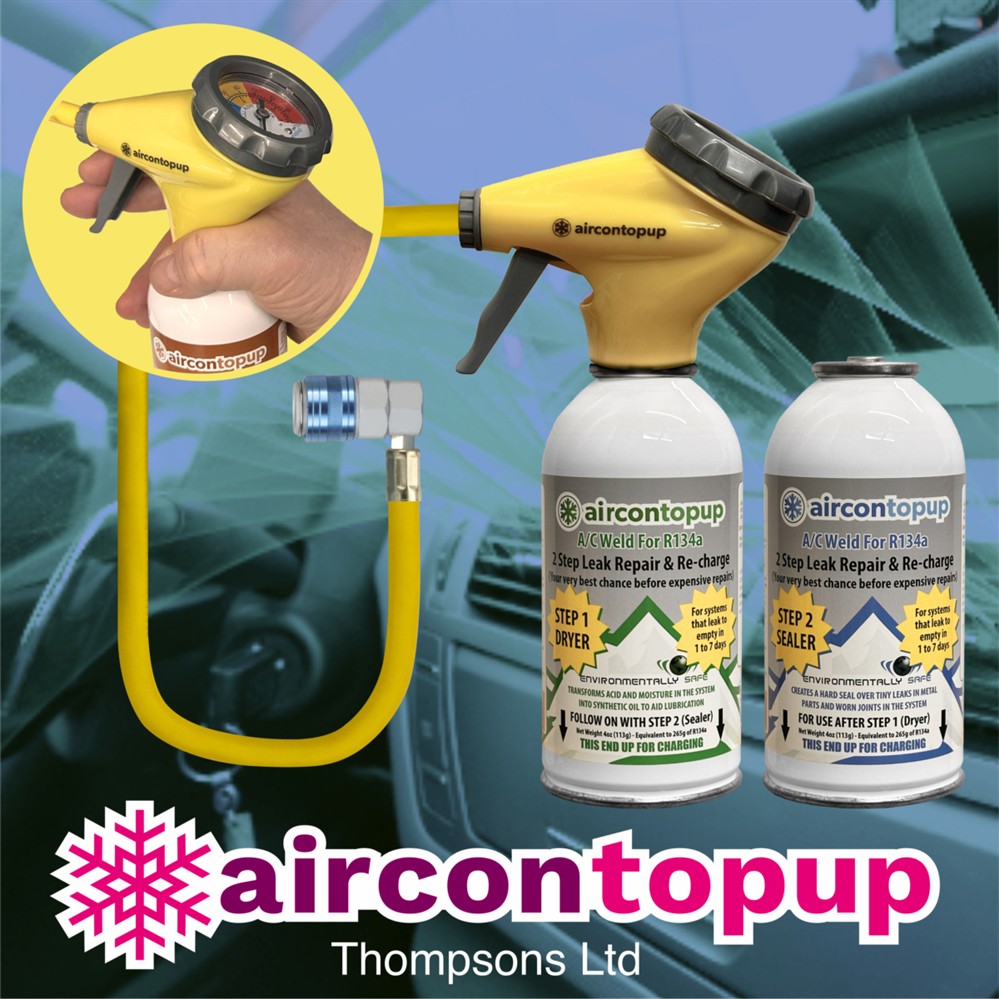 AC Weld Kit - DIY Car Aircon Leak Repair Kit & R134a Compatible Regas & Trigger Hose