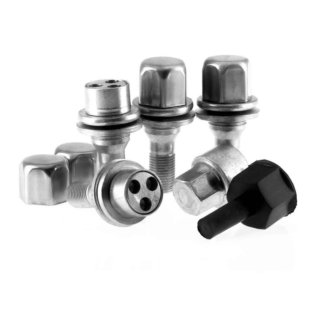 GFF Trilock Silver Wheel Lock Bolts Peugeot 5008 2010>