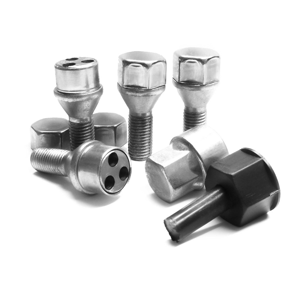 OHF Trilock Silver Wheel Lock Bolts Renault Modus 2004>