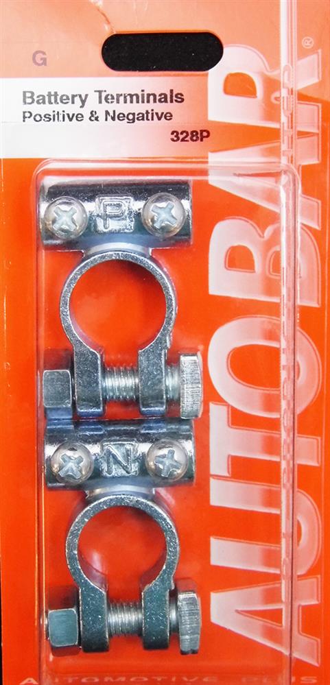 328P Autobar Battery Terminals Pos Neg (Std Zinc Alloy M6 25-