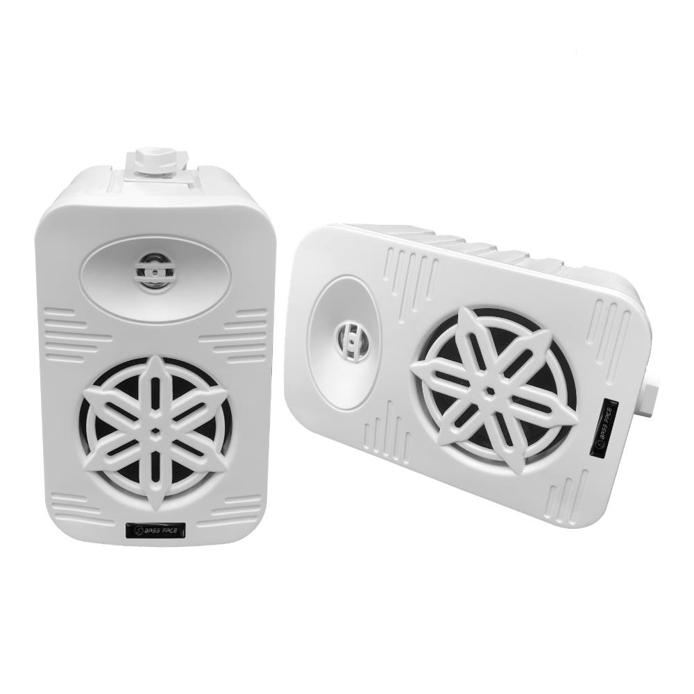 Bassface SPLBOX.2P 4Ohm 2x100w RMS Waterproof Outdoor Mini Box Speakers (White) Pair