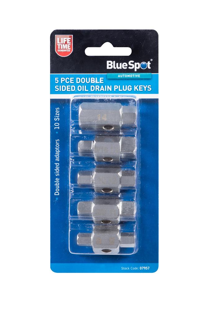 Bluespot 07957 5 Piece Double Sided Oil Drain Plug Keys