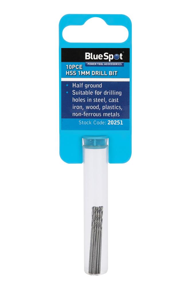 Bluespot 20251 10 Piece 1mm HSS Drill Set