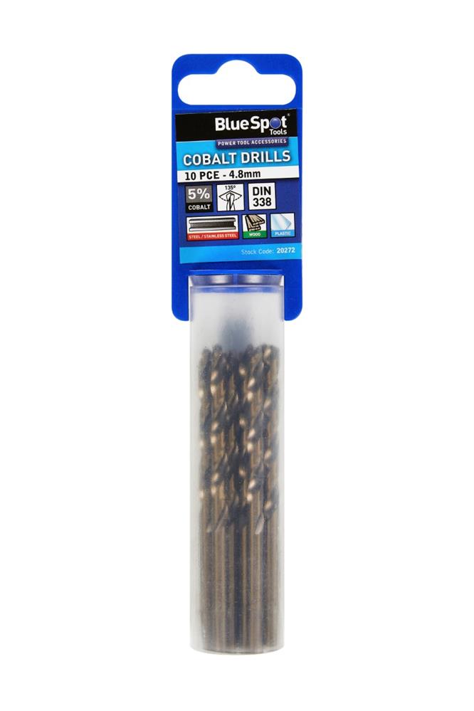 Bluespot 20272 10 Piece Cobalt Drills (4.8mm)