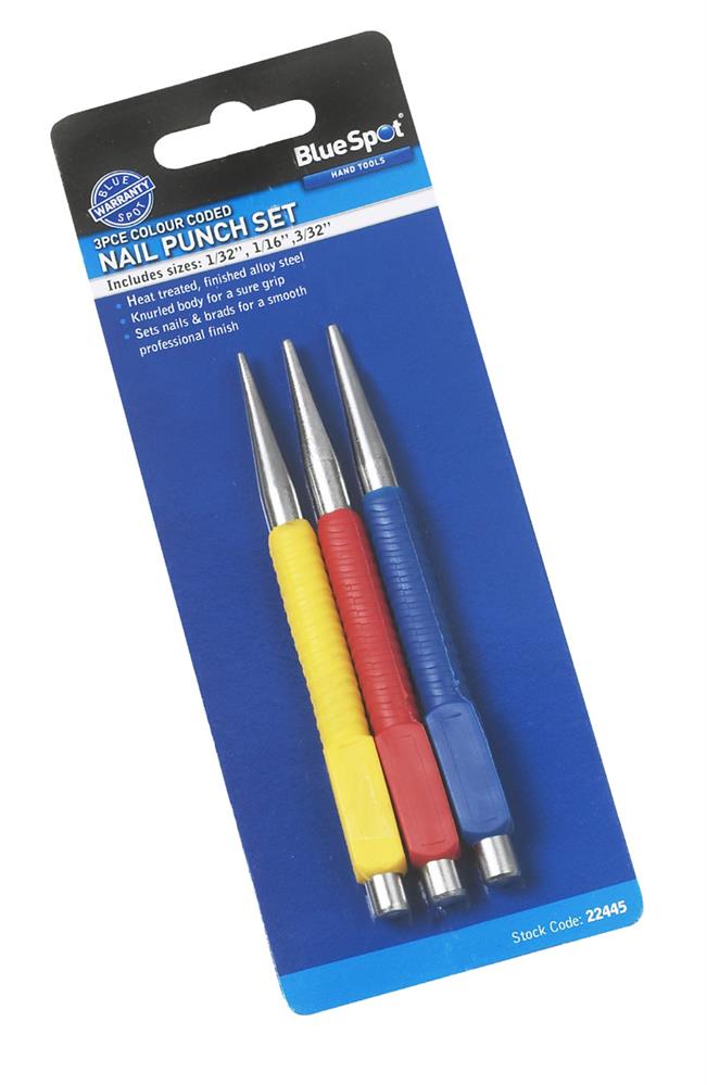 Bluespot 22445 3 Piece Nail Punch Set