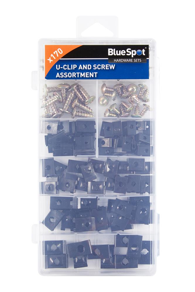 Bluespot 40532 170 Piece Assorted U-Clip and Screw Set