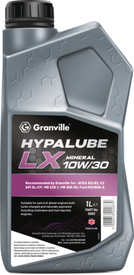 Granville 0083 Hypalube LX 10W/30 Mineral Engine Oil Trade 1 Litre Pack
