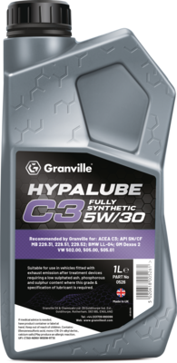 Granville 0526 Hypalube C3 5W/30 Full Synthetic Engine Oil Trade 1 Litre Pack