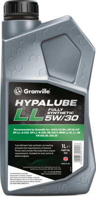 Granville 1121 Hypalube LL 5W/30 Full Synthetic Engine Oil Trade 1 Litre Pack