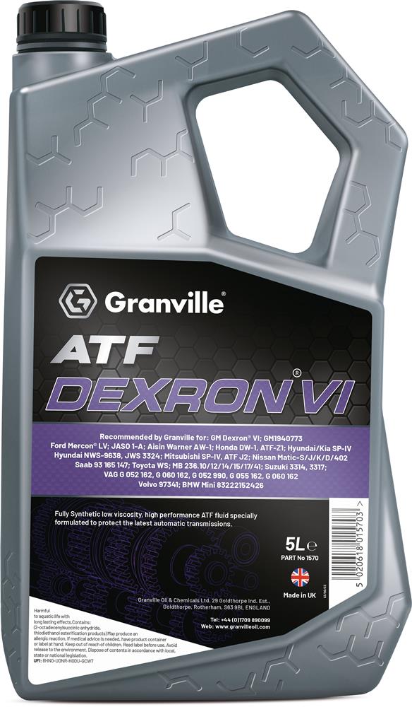 Granville 1570 ATF Dexron VI Automatic Transmission Fluid 5 Litre Single