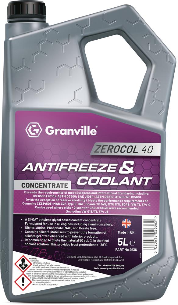 Granville 2636 Zerocol 40 Antifreeze 5 Litre Single