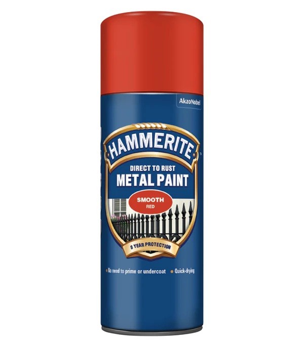 Hammerite 5092967 Smooth Direct to Rust Metal Red Metal Paint - 400ml Aerosol
