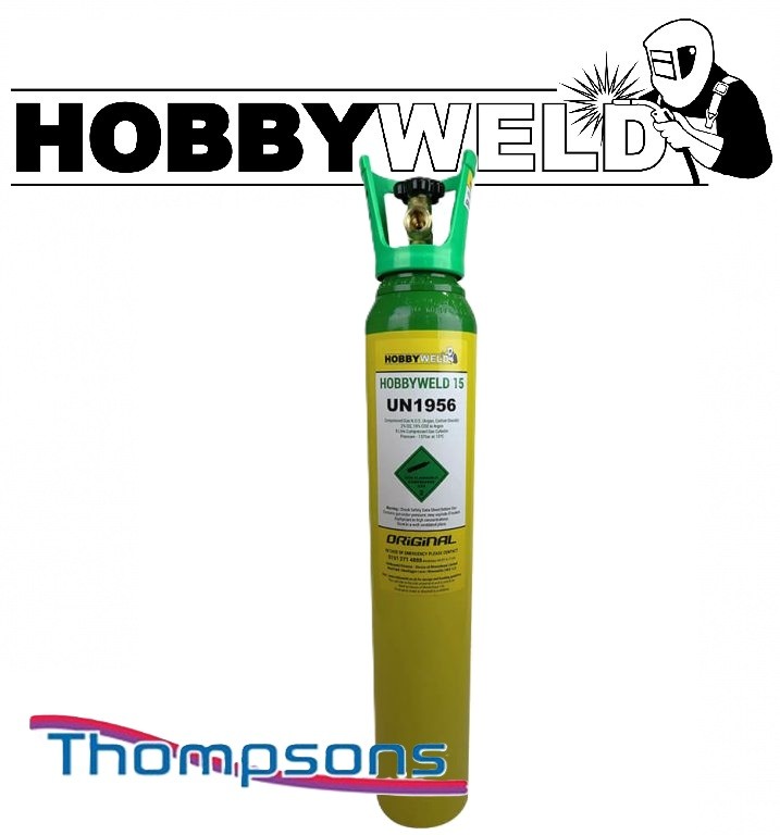 Hobbyweld 15 Fill Gas (Argon/Carbon Dioxide) Cylinder (9L Capacity) COLLECTION ONLY