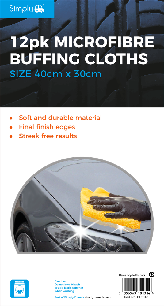 CLE018 Simply Auto 12PK Microfibre Cloth