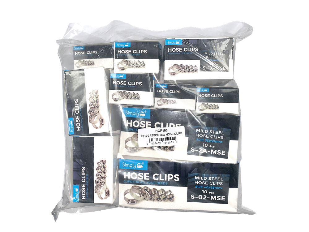 HCP100 Simply Auto Mild Steel Hose Clips (10 X Clip Packs)
