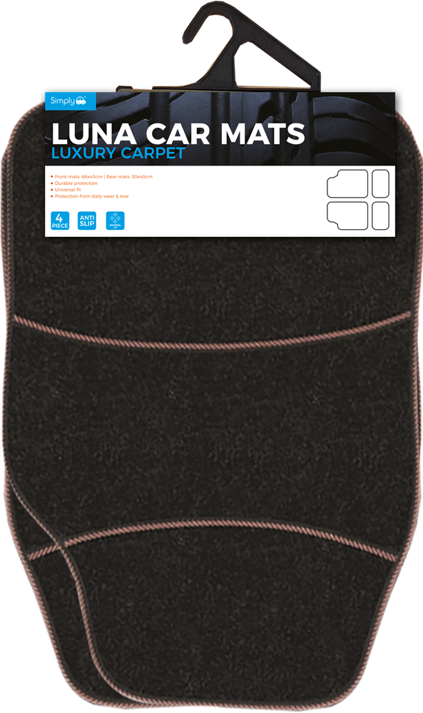 MR1000 Simply Auto Luna Luxury 600G Black Carpet Car Mats