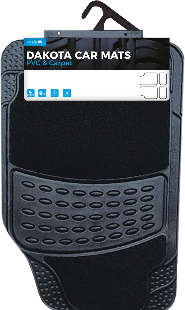 MR100 Simply Auto Dakota Car Mats - Black Pvc & Carpet