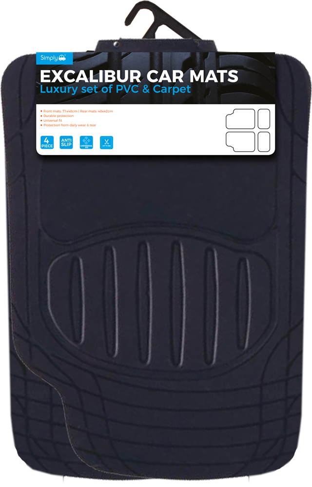 MR400 Simply Auto Excalibur Car Mats - Black Luxury Pvc Mat Set