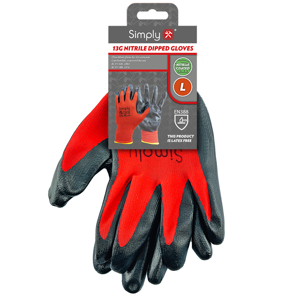 NDG002 Simply Tools L 13G Nitrile Coated Gloves