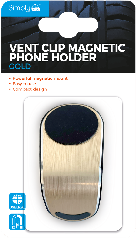 PH015 Simply Auto Gold Vent Clip Magnetic Phone Holder
