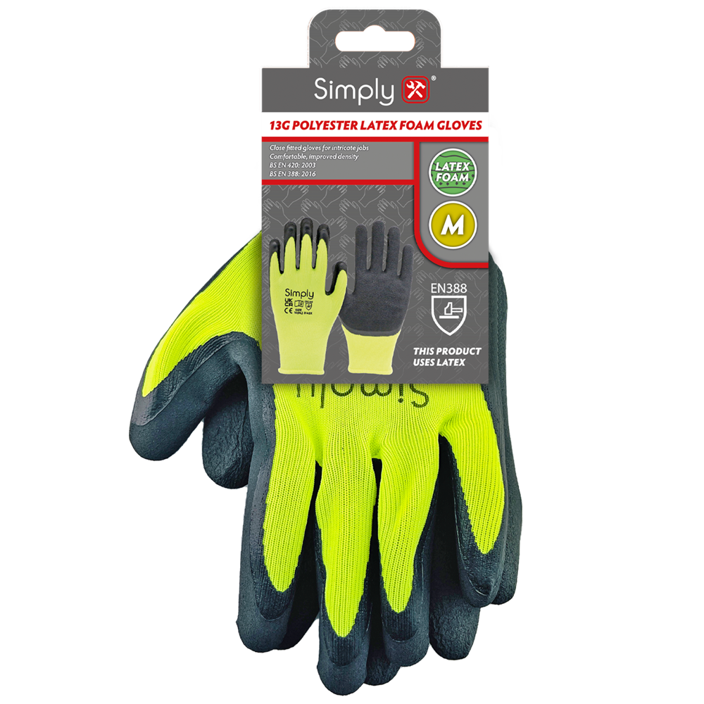 PLFG001 Simply M 13G POLYESTER LATEX FOAM GLOVES