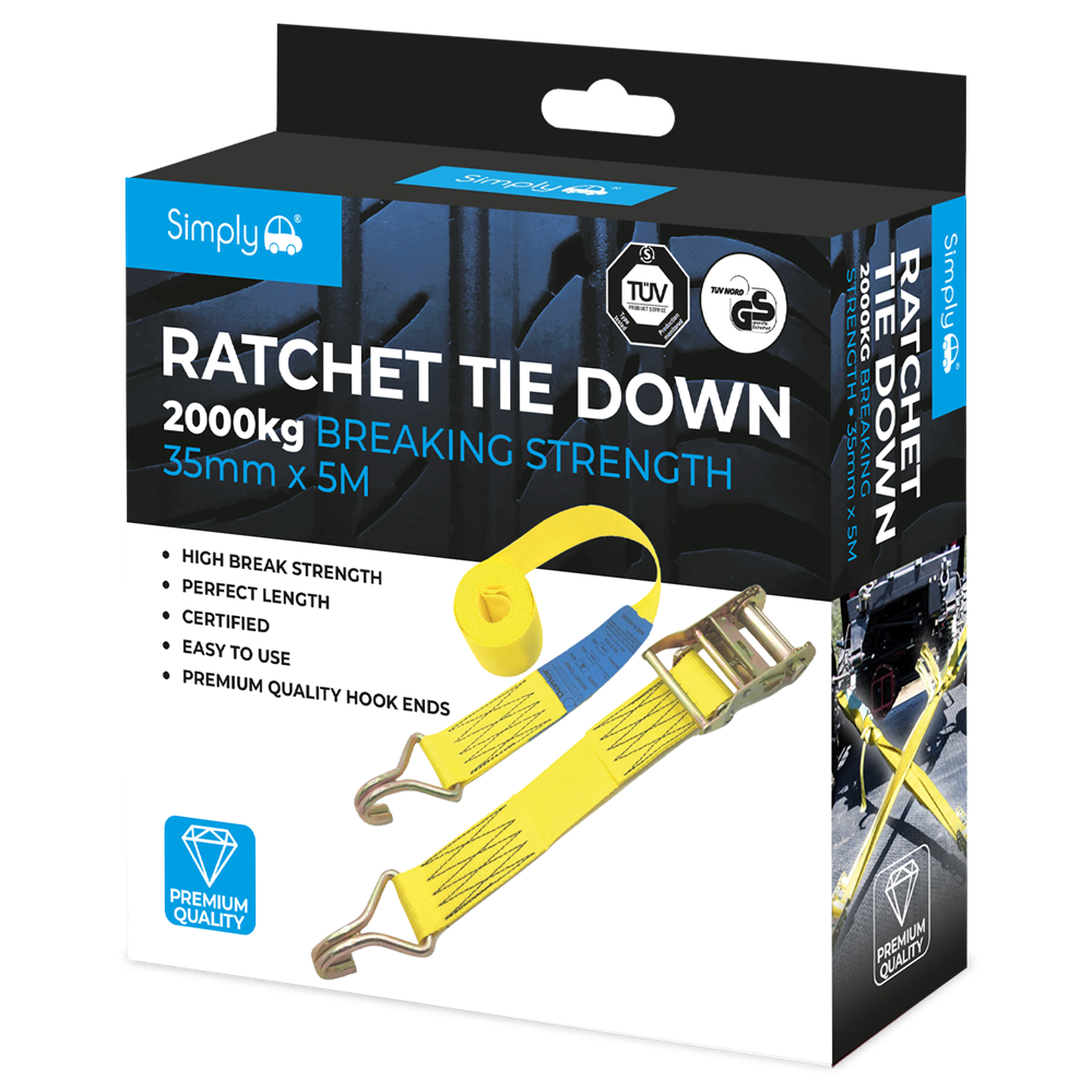 RTD004 Simply Auto PK1 35mm*5M 2000Kg Ratchet Tie Down