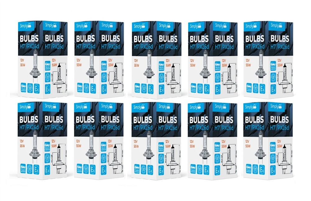 S499 Simply Auto H7 Headlight Bulb Boxed 12V 55W PX26D X 10