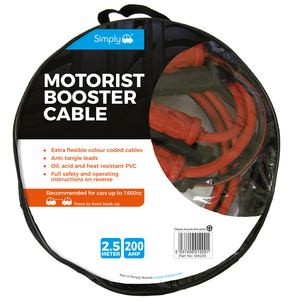 SM200 Simply Auto 200Amp 2.5Mtr Motorist Jump Leads