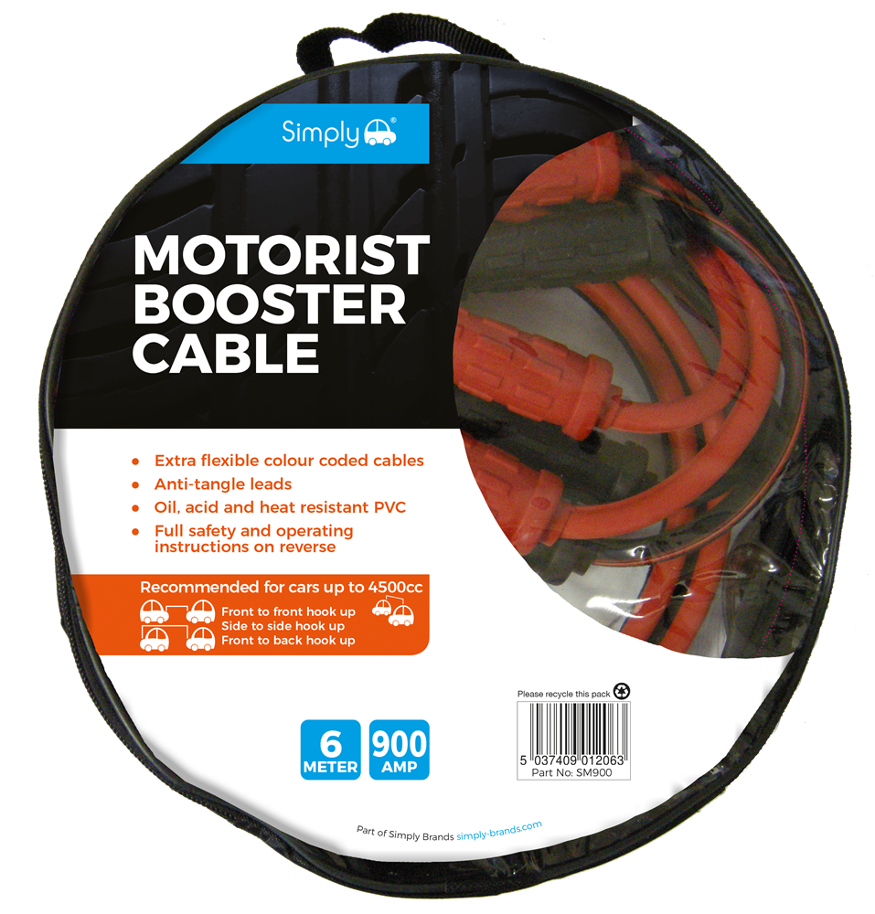 SM900 Simply Auto 900Amp 6Mtr Motorist Jump Leads
