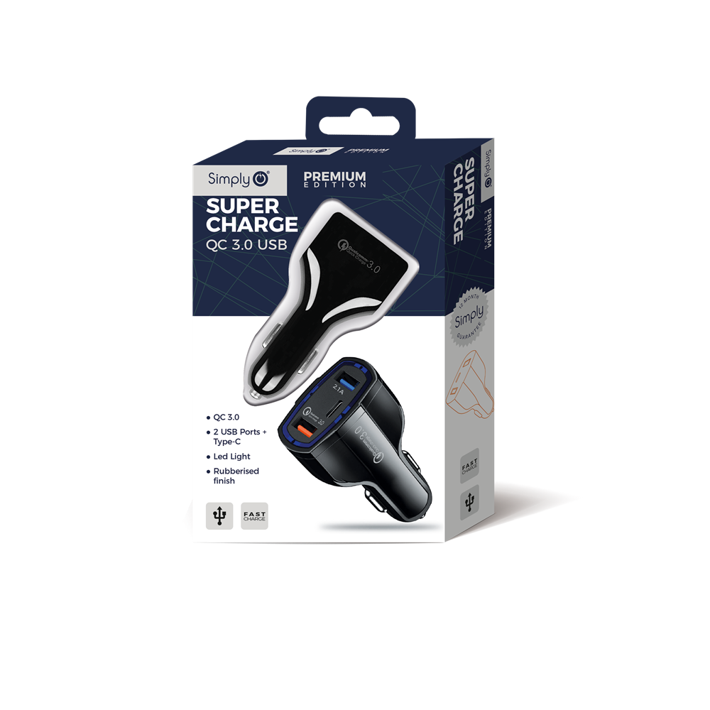 SUSB05 Simply Power Super Charge USB 1*Qc3.0/1* Type C/1*2.1A USB
