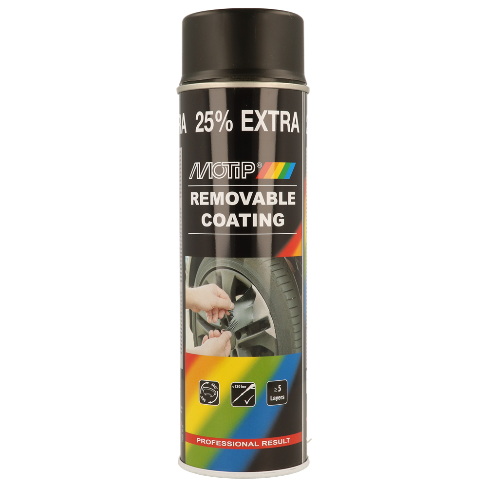 Motip M04301 Sprayplast Paint Black Mat Strippable Paint 500ml
