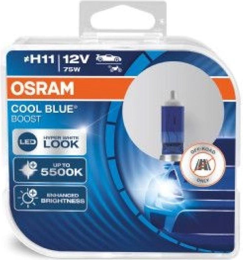 Osram 62211CBB-HCB Cool Blue Boost H11 12V 75WL LED Hyper White Look Bulbs Pair